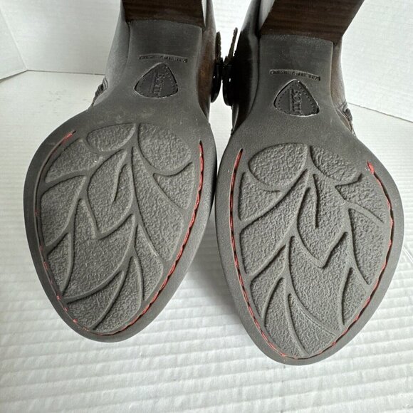 Born Women's 8M Leather Upper Bootie Brown Zip Buckle Detail 2.5" Heel - Picture 6 of 16